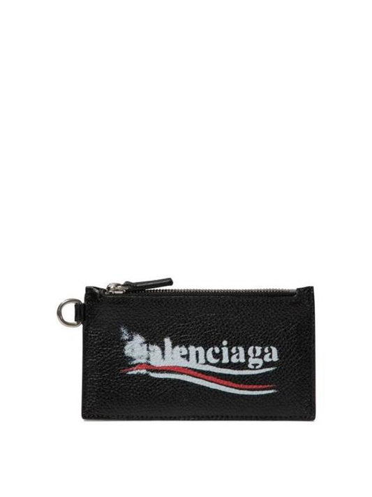 Balenciaga Wave Logo Strap Card Wallet Black