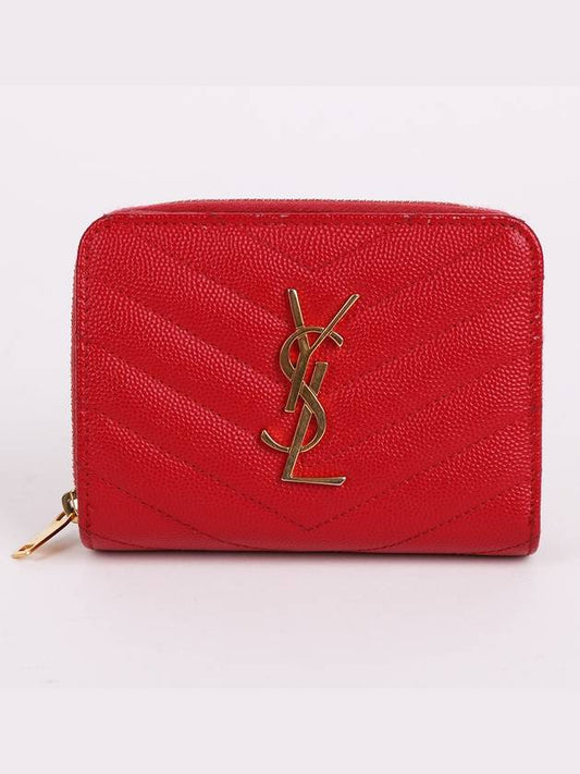 Saint Laurent YSL gold plated red women s wallet 403723