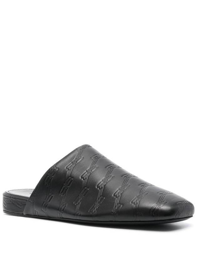 Balenciaga Debossed Logo Leather Mule Black