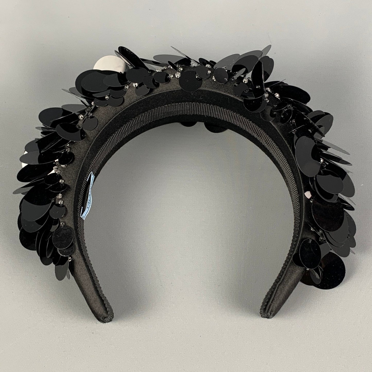 PRADA Black Silk Sequined Headband