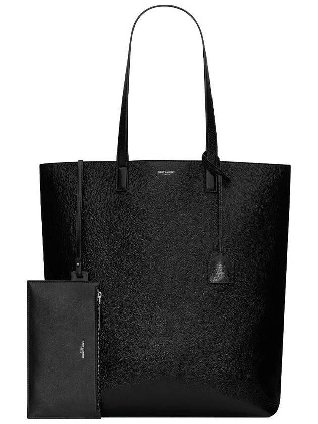 Saint Laurent Bold Coated Crinkle Tote Bag Black