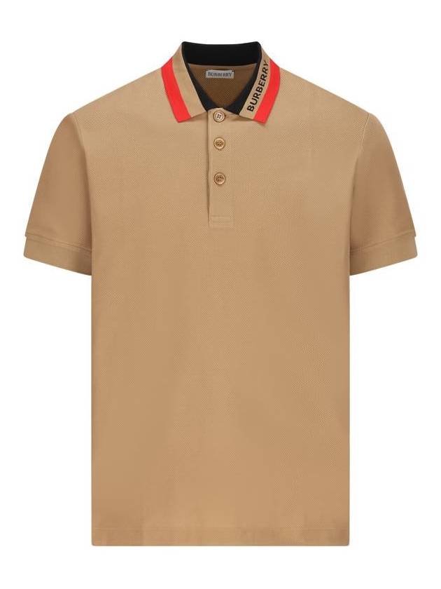 Burberry Logo Stripe Short Sleeve Polo Shirt Brown