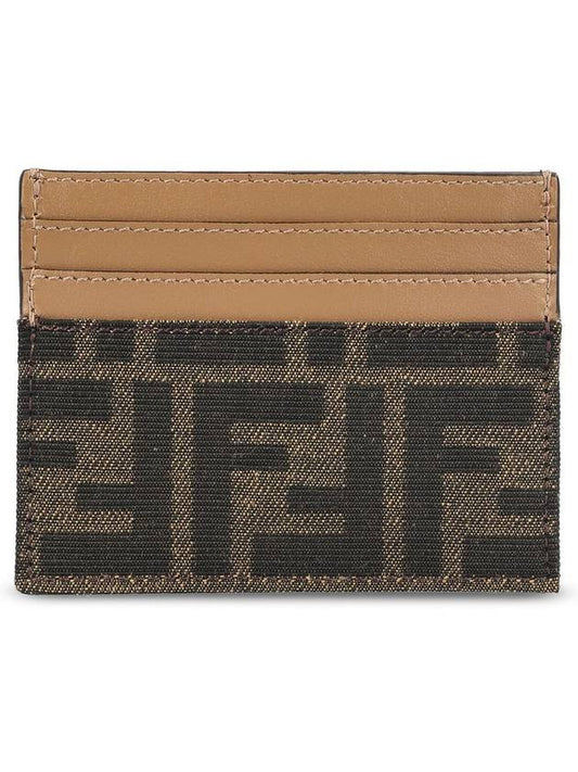 Fendi Baguette FF Jacquard Fabric Flat Card Wallet Brown