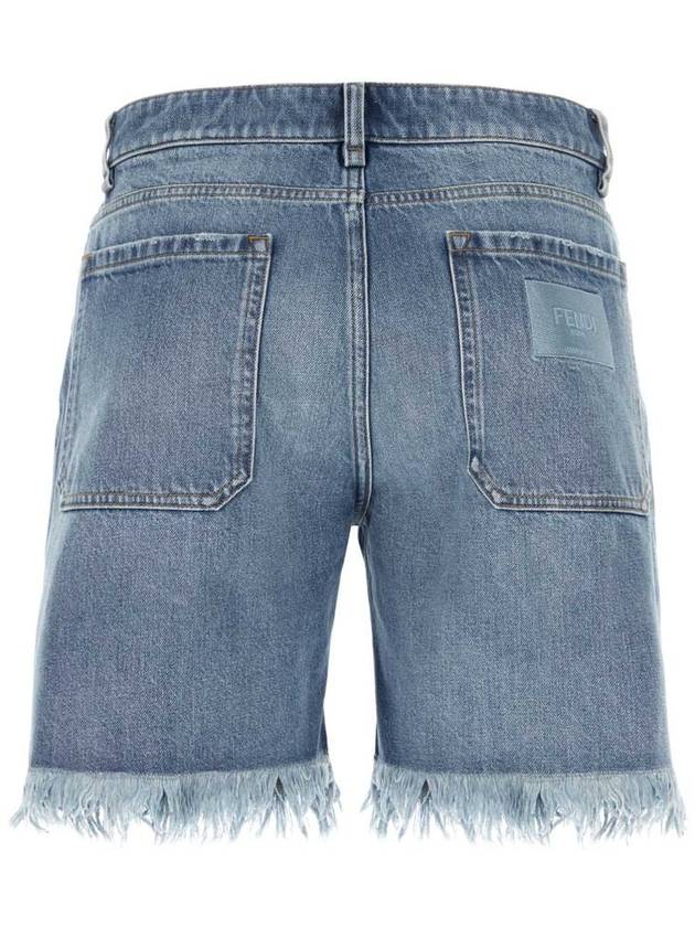Fendi Fringe Denim Shorts Blue