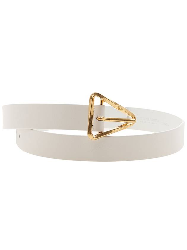 Bottega Veneta Grasp Triangle Buckle Leather Belt White
