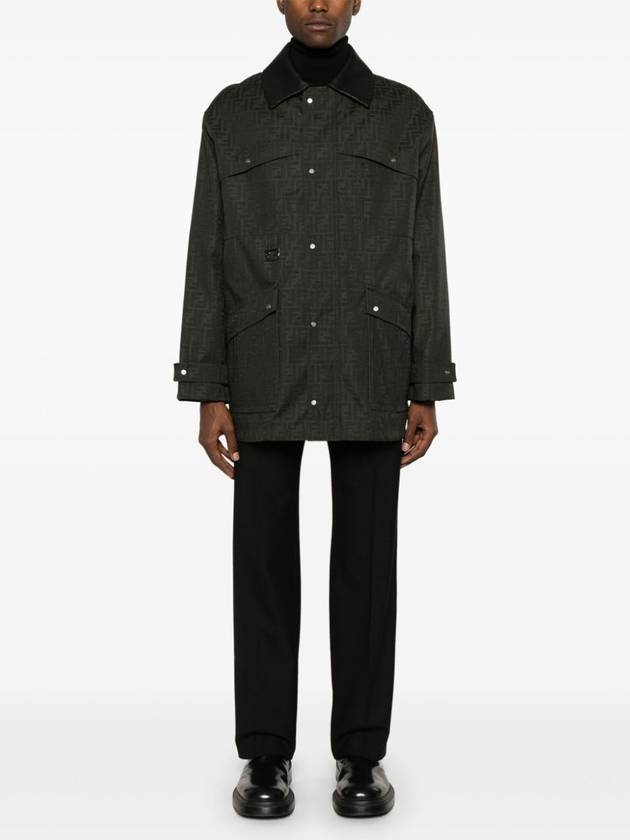 Fendi Waxed FF Jacquard Blouson Jacket Brown
