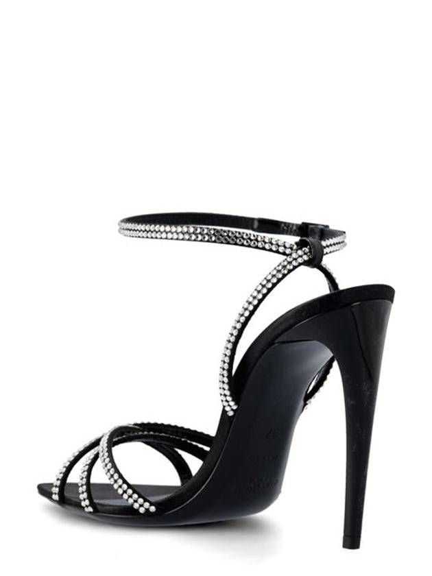 Saint Laurent BLACK SILK AVA SANDALS 7315581UUAC1067
