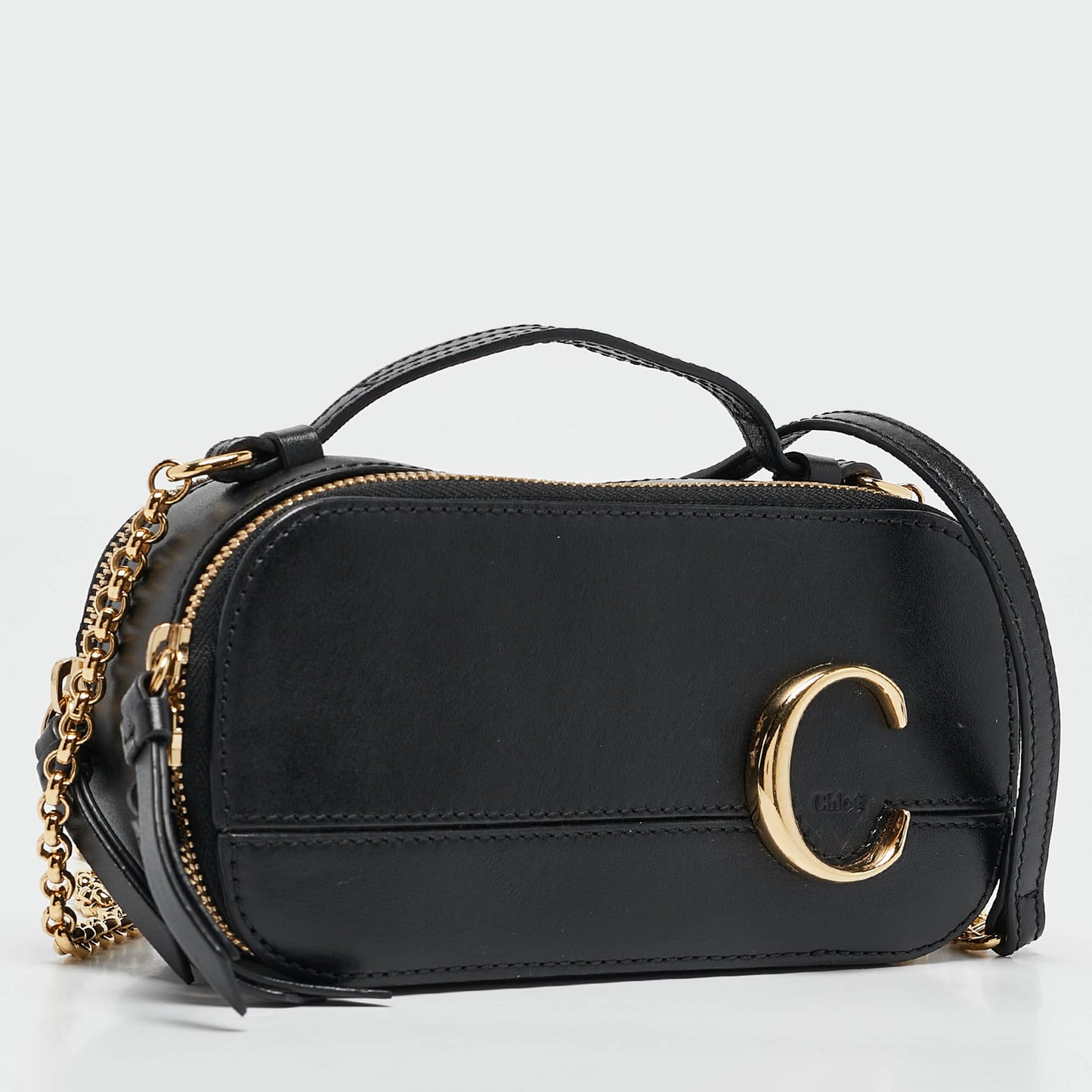 Chloe Black Leather C Vanity Shoulder Bag