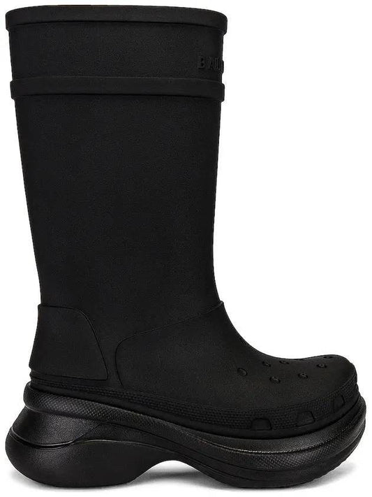 Balenciaga Women's Crocs Rubber Long Boots Black