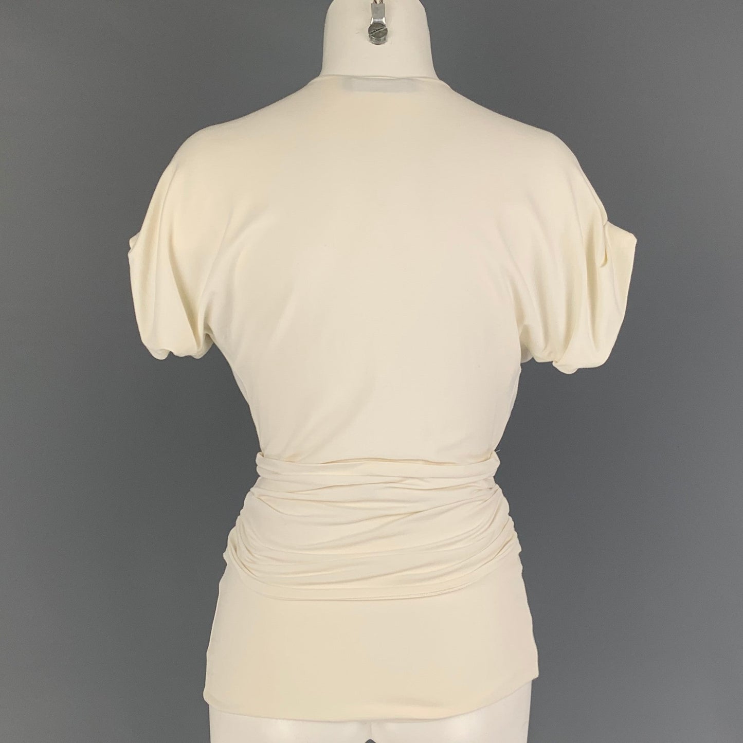 PRADA Size S Cream Cotton Short Sleeve Casual Top