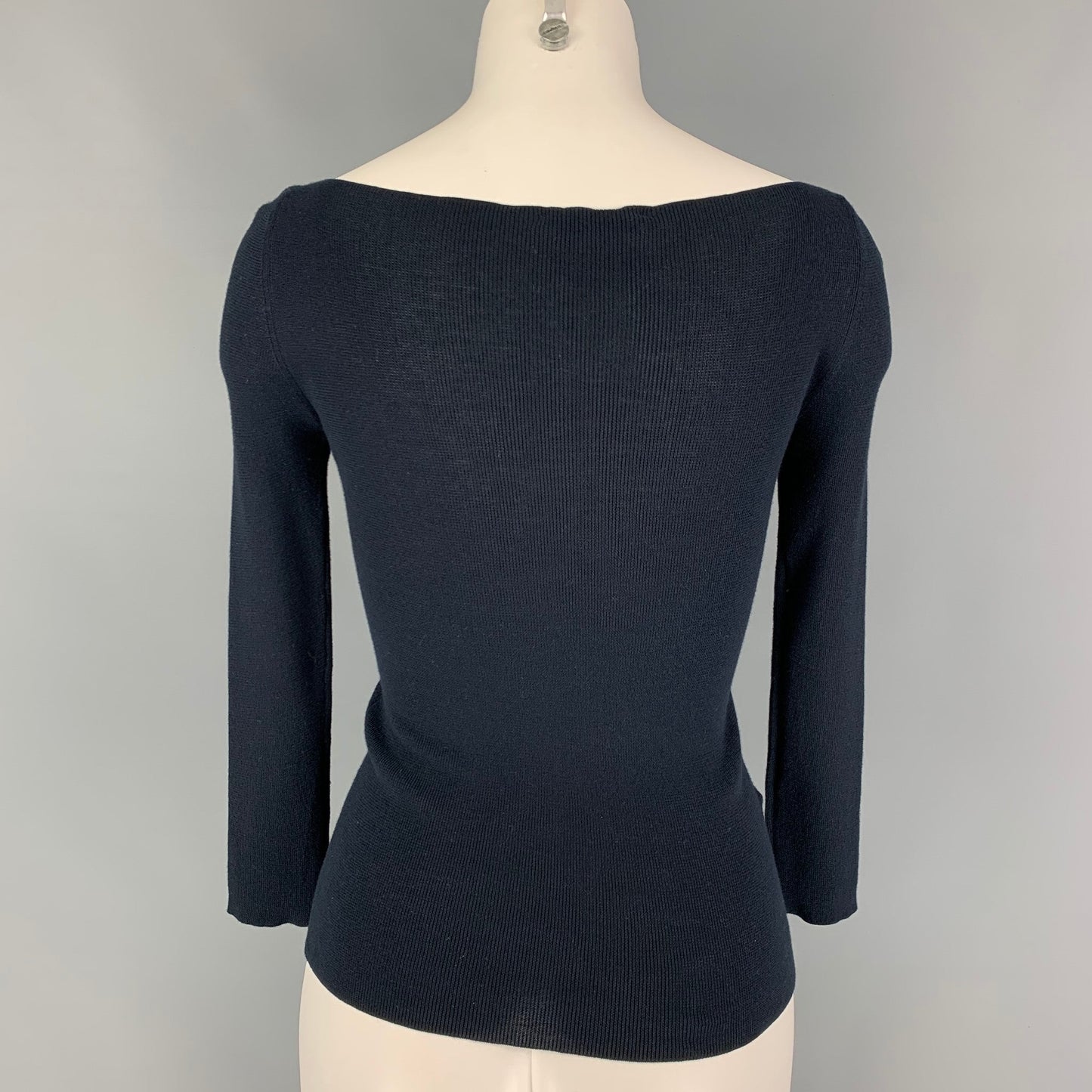 PRADA Size 2 Navy Cotton Mixed Fabrics Pullover