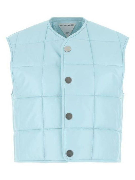 Bottega Veneta Nappa leather padded vest light blue