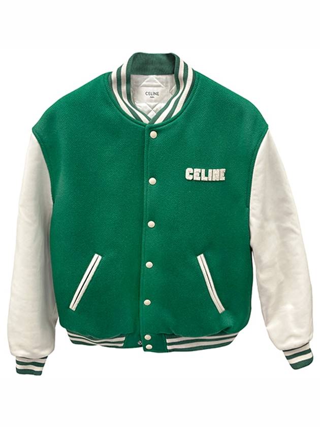 CELINE Teddy Bomber Jacket Loose Bi Matiere Green