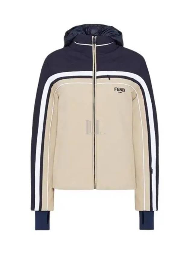 Fendi Ski High Neck Hooded Jacket Beige