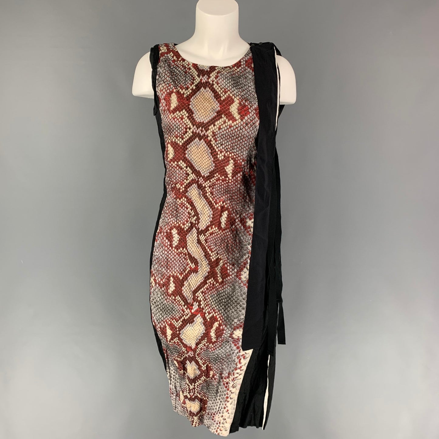 PRADA SS 09 Size 4 Burgundy Black Snake Skin Print Dress