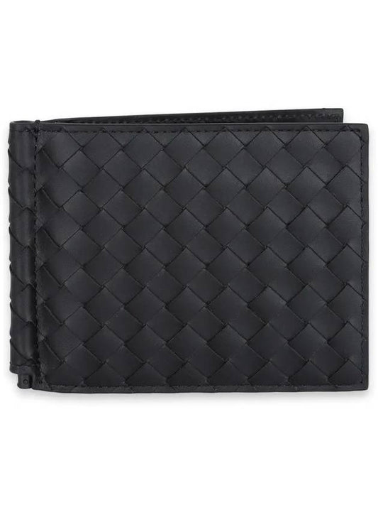 Bottega Veneta Intrecciato Money Clip Card Wallet Black