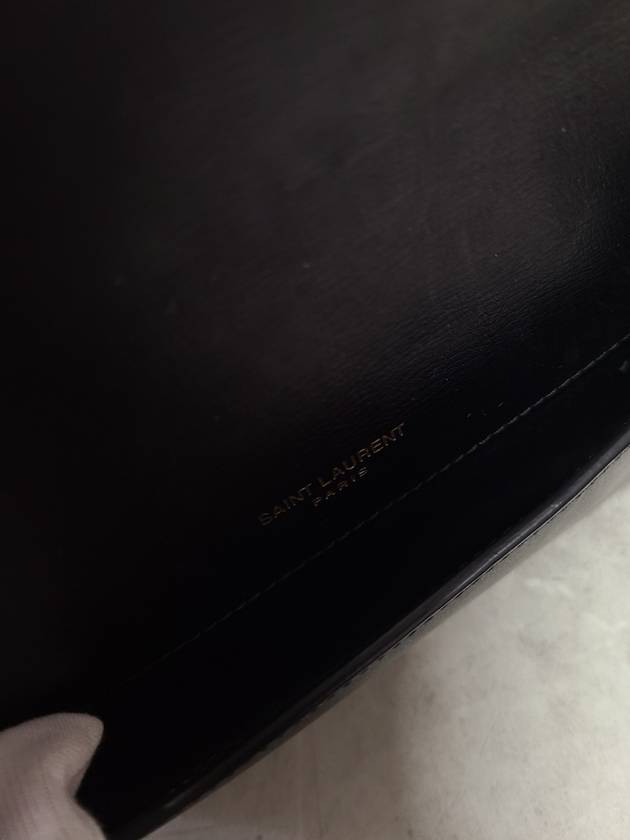 Saint Laurent Black leather gold logo phone holder mini chain bag