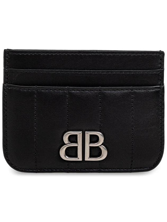 Balenciaga Monaco Leather Card Wallet Black