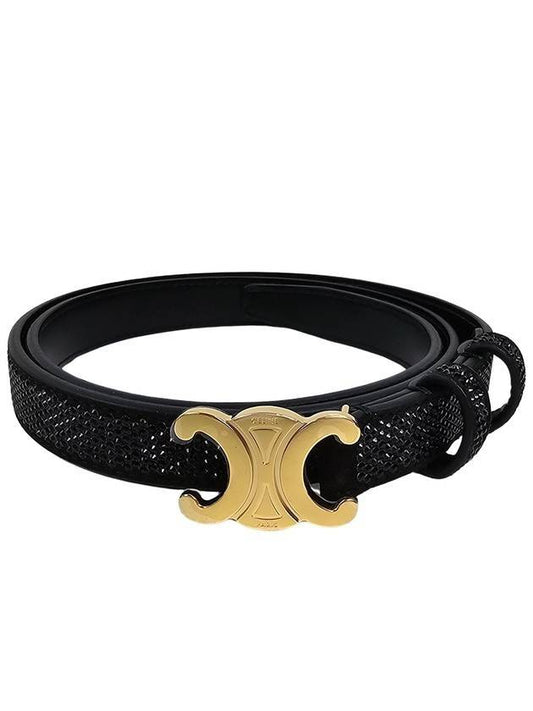 CELINE Triomphe Strass Small Suede Calfskin Belt Black