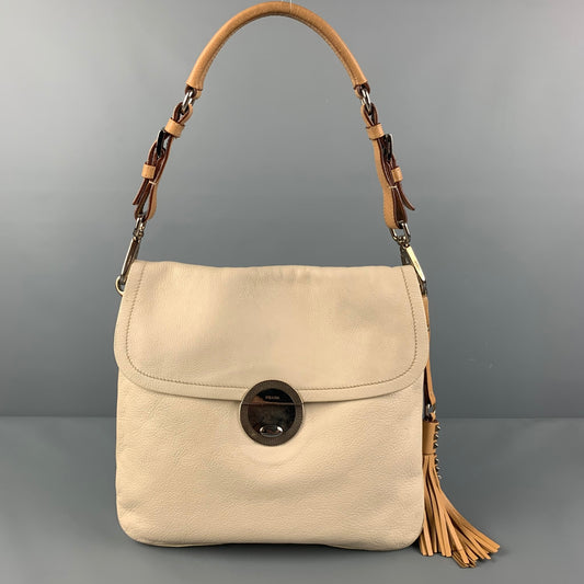 PRADA Cream Leather Tassel Shoulder Bag Handbag