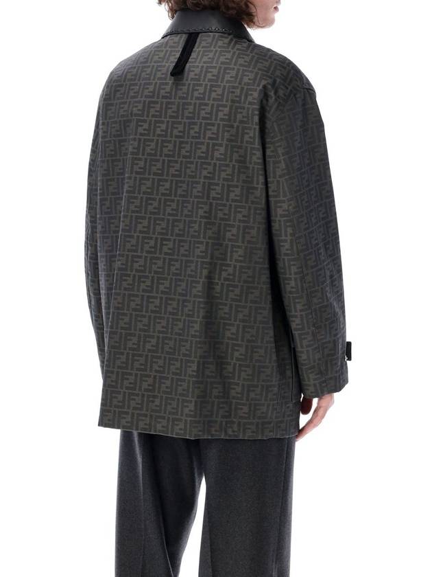 Fendi Waxed FF Jacquard Blouson Jacket Brown