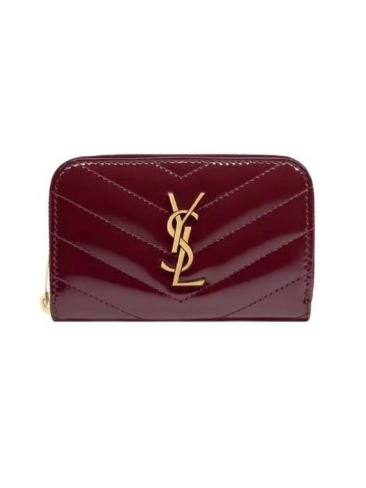 Saint Laurent Cassandra Matelasse Patent Leather Half Wallet Red
