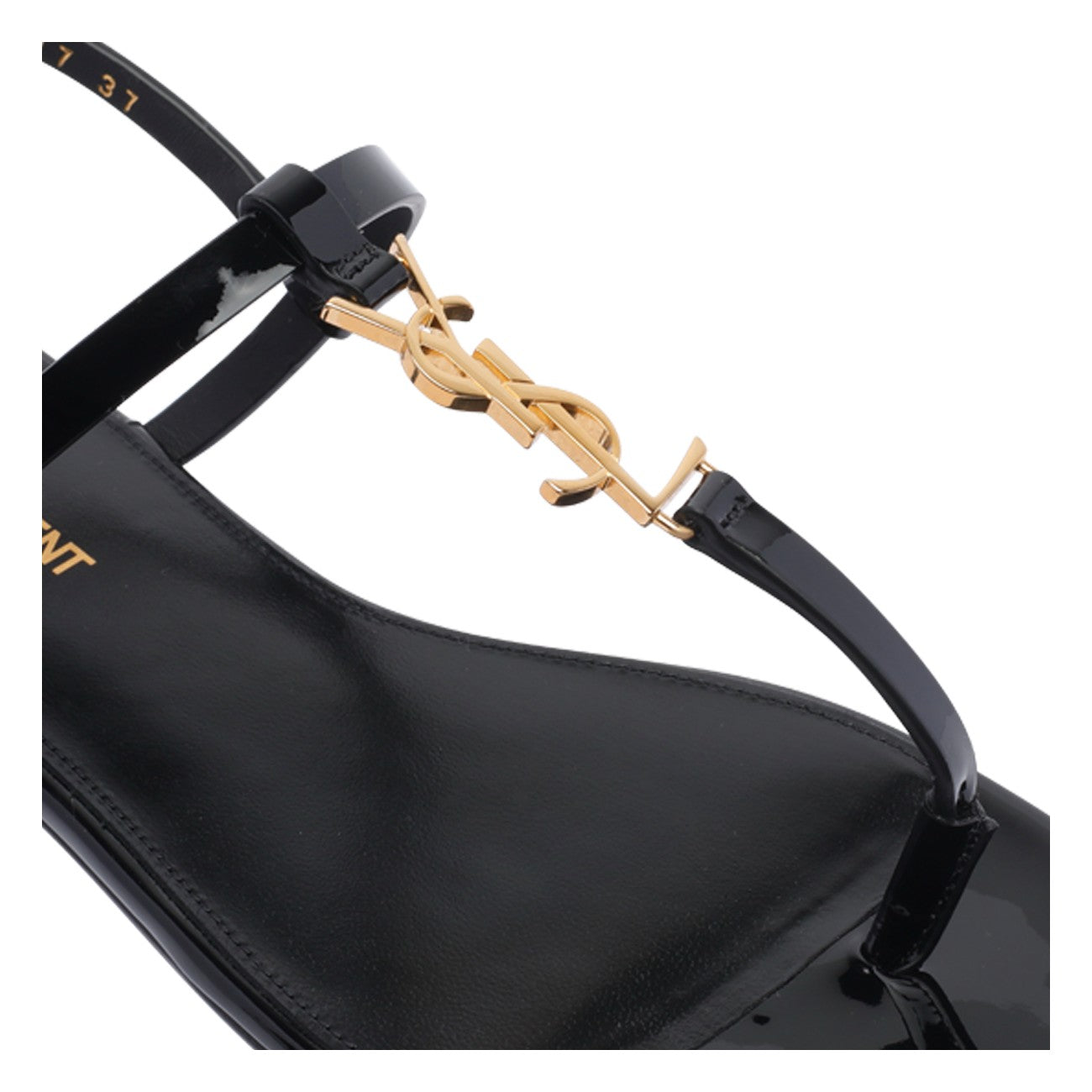 Saint Laurent Women Cassandra Flat Sandals With Golden Monogram