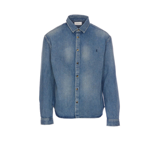 Saint Laurent Men Cassandre Denim Shirt