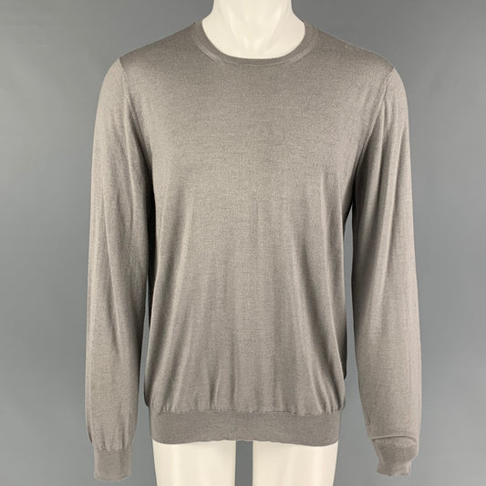 PRADA Size XL Grey Cashmere Silk Crew-Neck Pullover