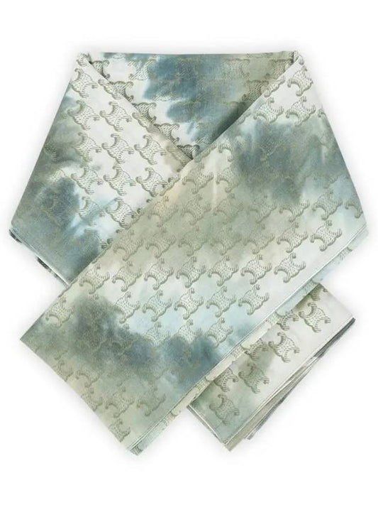 CELINE Triomphe Tie Dye Cotton Sarong Creme Bleu Gris