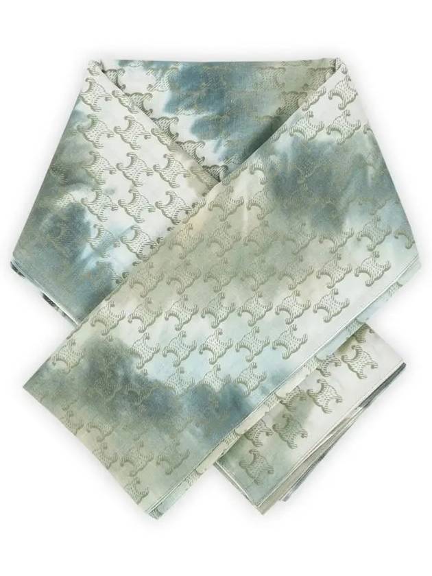 CELINE Triomphe Tie Dye Cotton Sarong Creme Bleu Gris