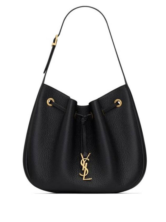 Saint Laurent Paris VII Hobo Grained Leather Shoulder Bag Black