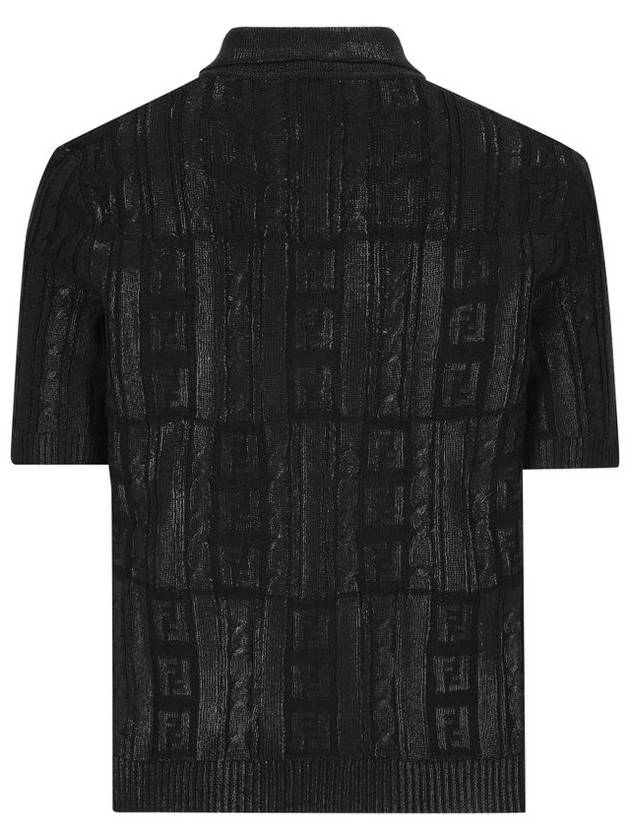 Fendi FF Motif Wool Polo Shirt Black