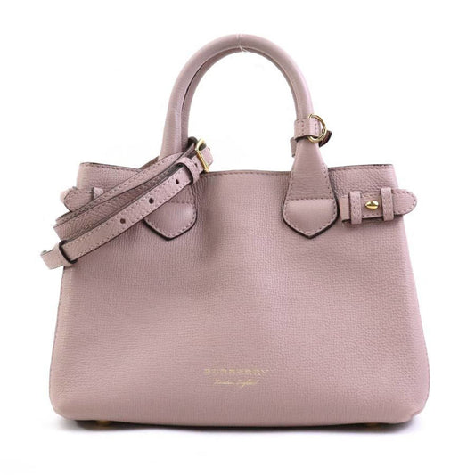 Burberry  pink Leather Canvas Handbag Shoulder Bag ()