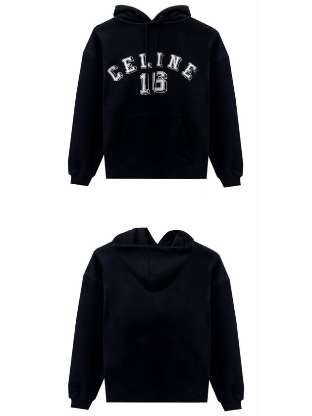 CELINE 16 Loose Cotton Fleece Hoodie Black