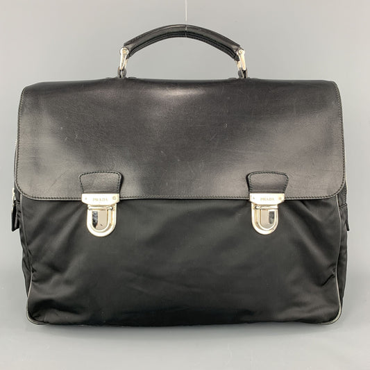 PRADA Nylon & Leather Double Snap Briefcase