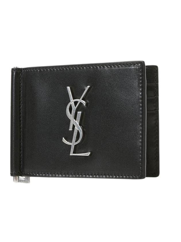 Saint Laurent Monogram Money Clip Half Wallet Black