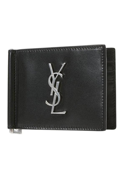 Saint Laurent Monogram Money Clip Half Wallet Black
