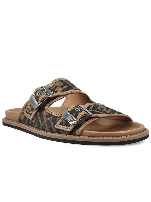 Fendi Men's Peel Jacquard Fabric Sandals Brown
