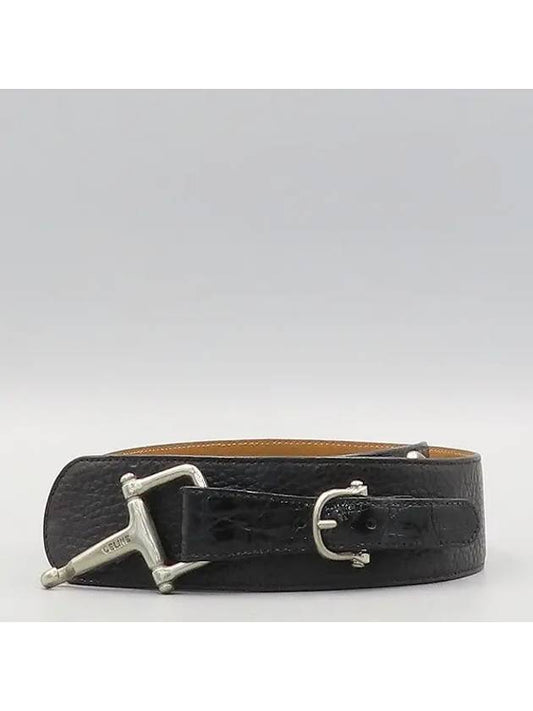 CELINE Silver horsebit decorated women s belt