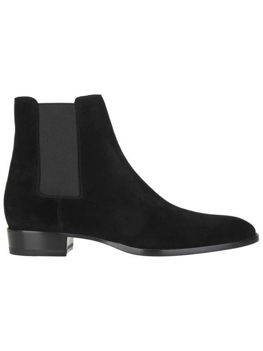 Saint Laurent Suede Classic Wyatt Chelsea Boots Black