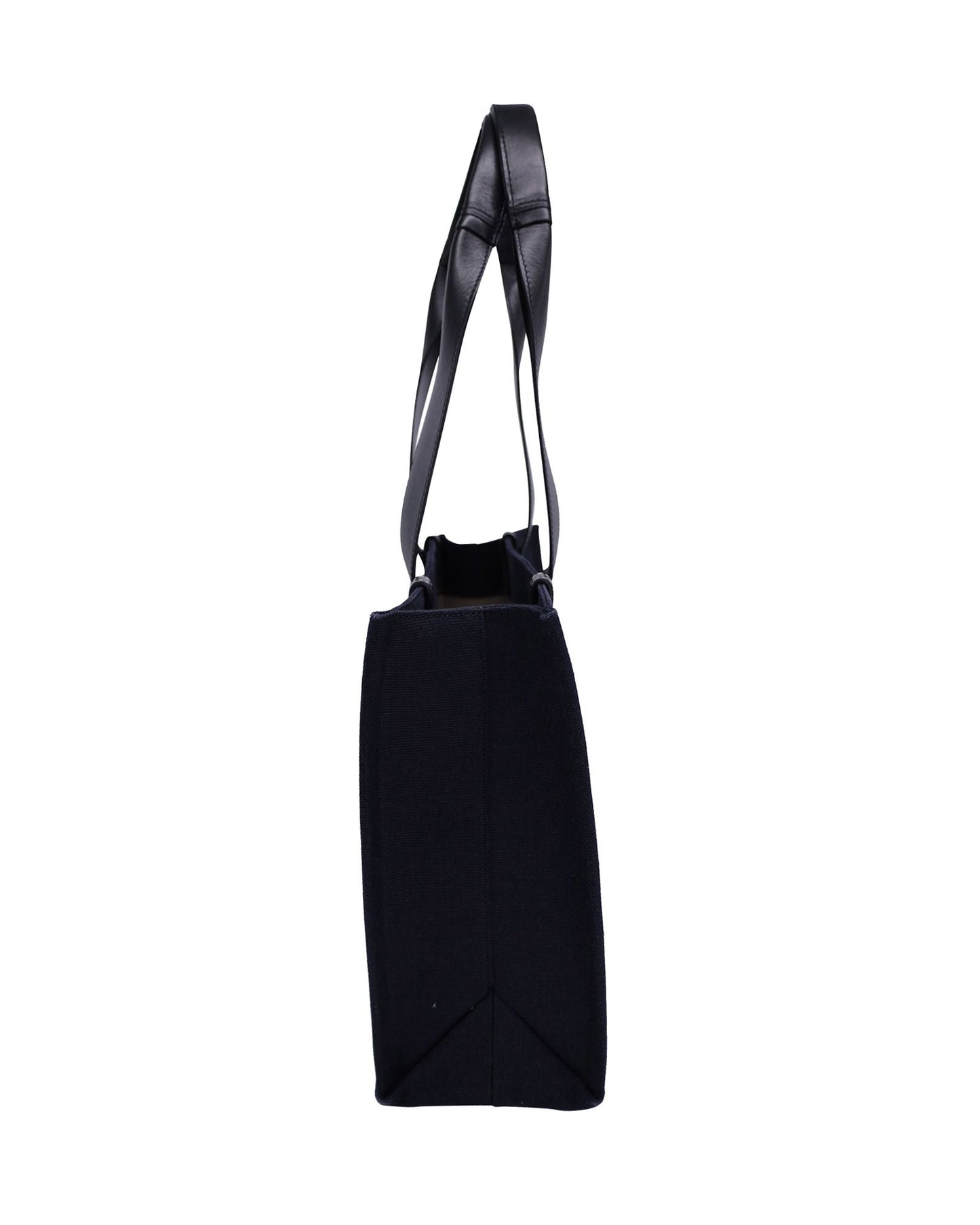 Chloe Medium Woody Tote in Blue Canvas and Black Calfskin Leather