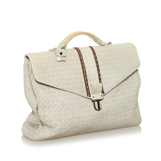 Bottega Veneta   Interlude 191259 Business Bag Leather Light Grey Men's Gray