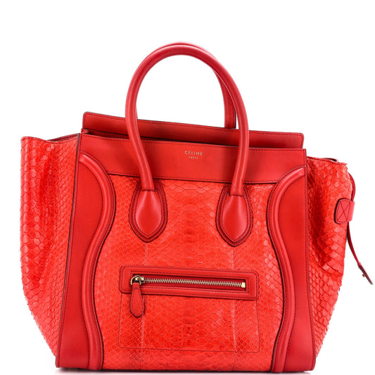 Celine Luggage Bag Python and Leather Mini
