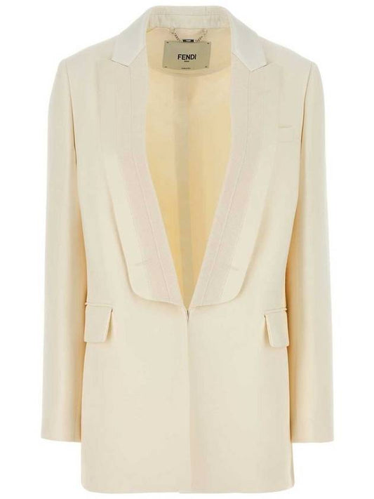 Fendi Wool Silk Blazer Jacket White