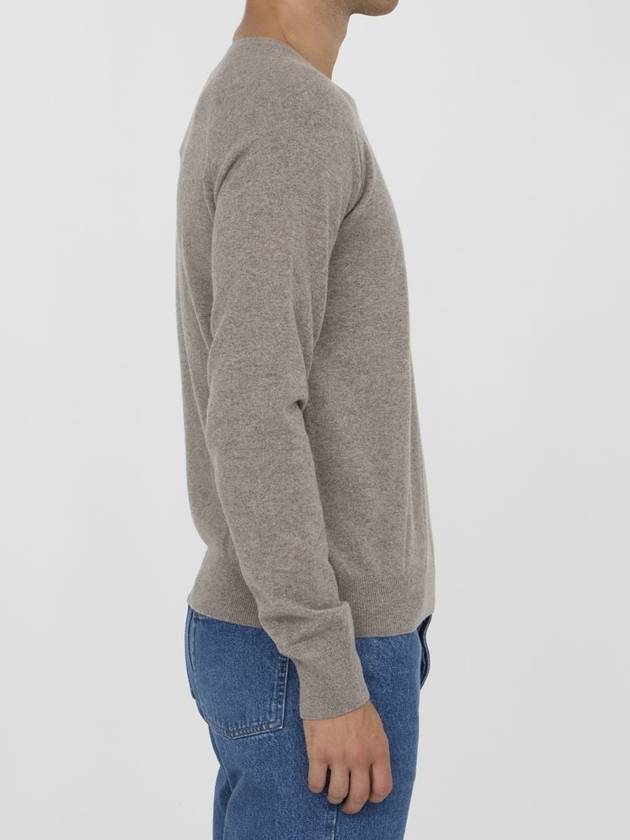 Saint Laurent Cassandre crew neck long sleeve knit top beige
