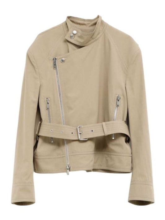 Bottega Veneta Compact Cotton Belt Jacket Beige