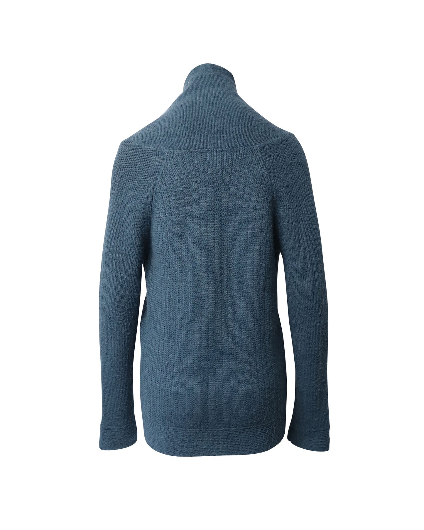 Chloe Deep Neck Cardigan in Blue Wool