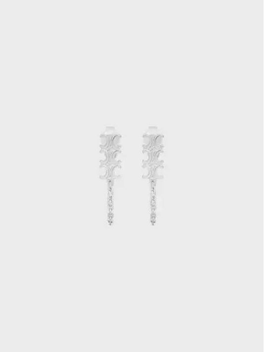 CELINE Triomphe Chain Earrings Rhodium Finish Brass Silver