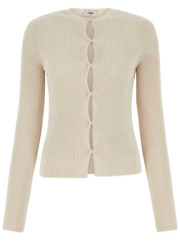 Fendi Cotton Blend Cardigan Beige